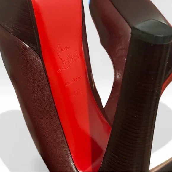 Christian Louboutin Leather Bibi Platform Pumps Bordeaux size 41.5 - Picture 9 of 16